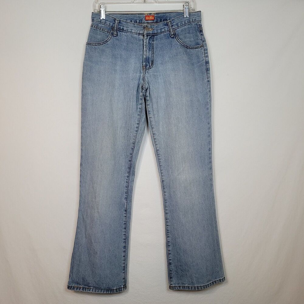 Vintage Y2K LipGloss Jeans Juniors 7 Blue Flare Low Rise Light Wash 29x30